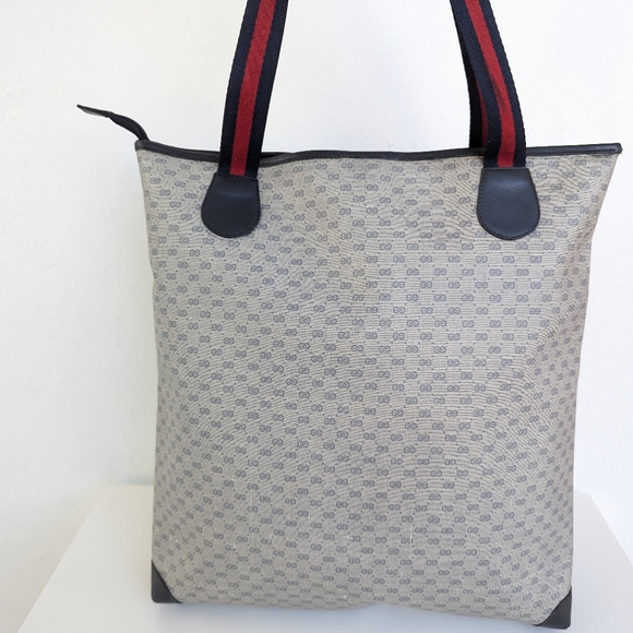 💚 Gucci Vintage GG Mini Monogram Canvas Large Tote Shoulder Bag VTG - Picture 9 of 16